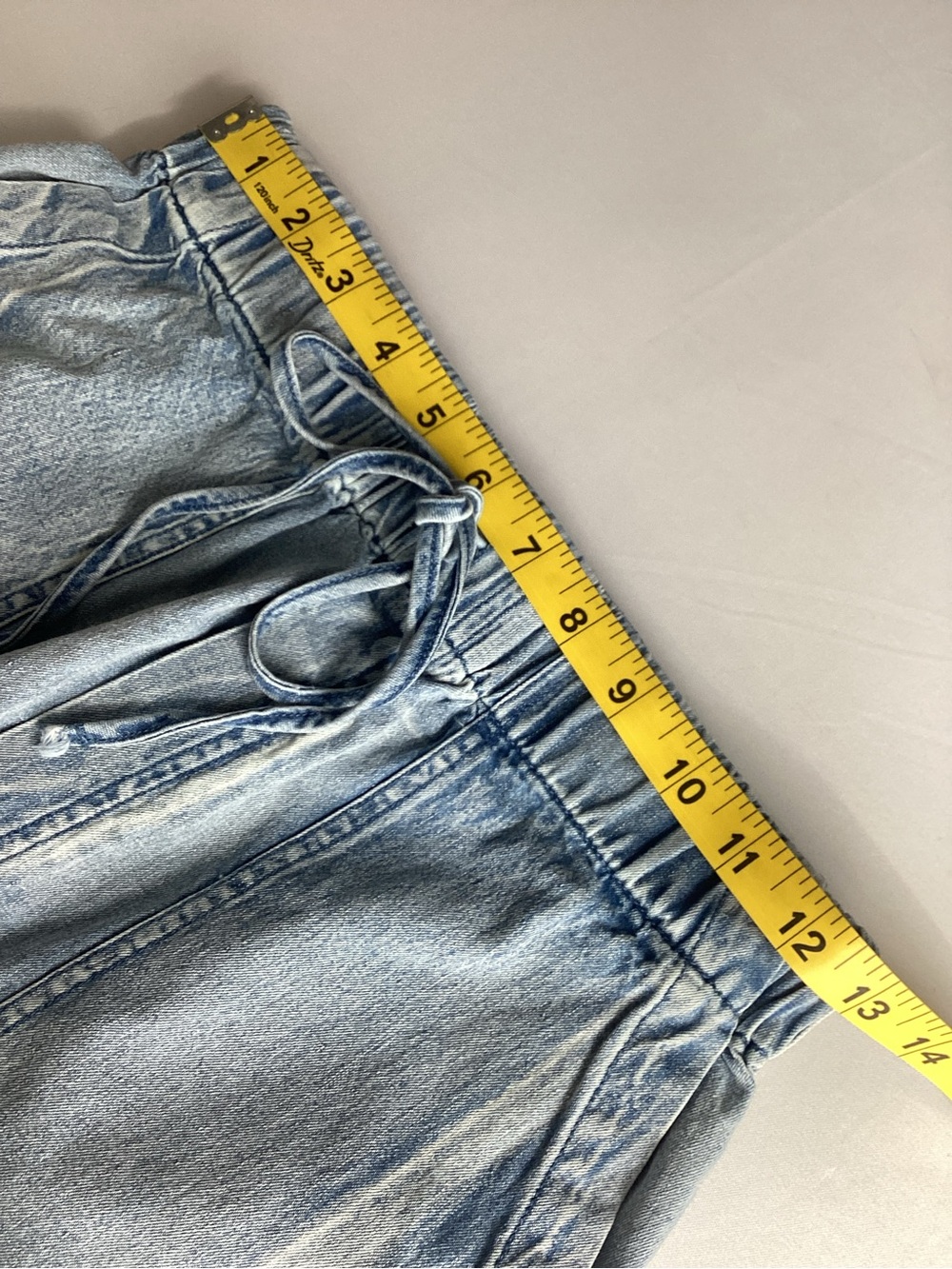 Women’s Light Blue Denim Drawstring Shorts with Front Pockets - Picture 7 of 9
